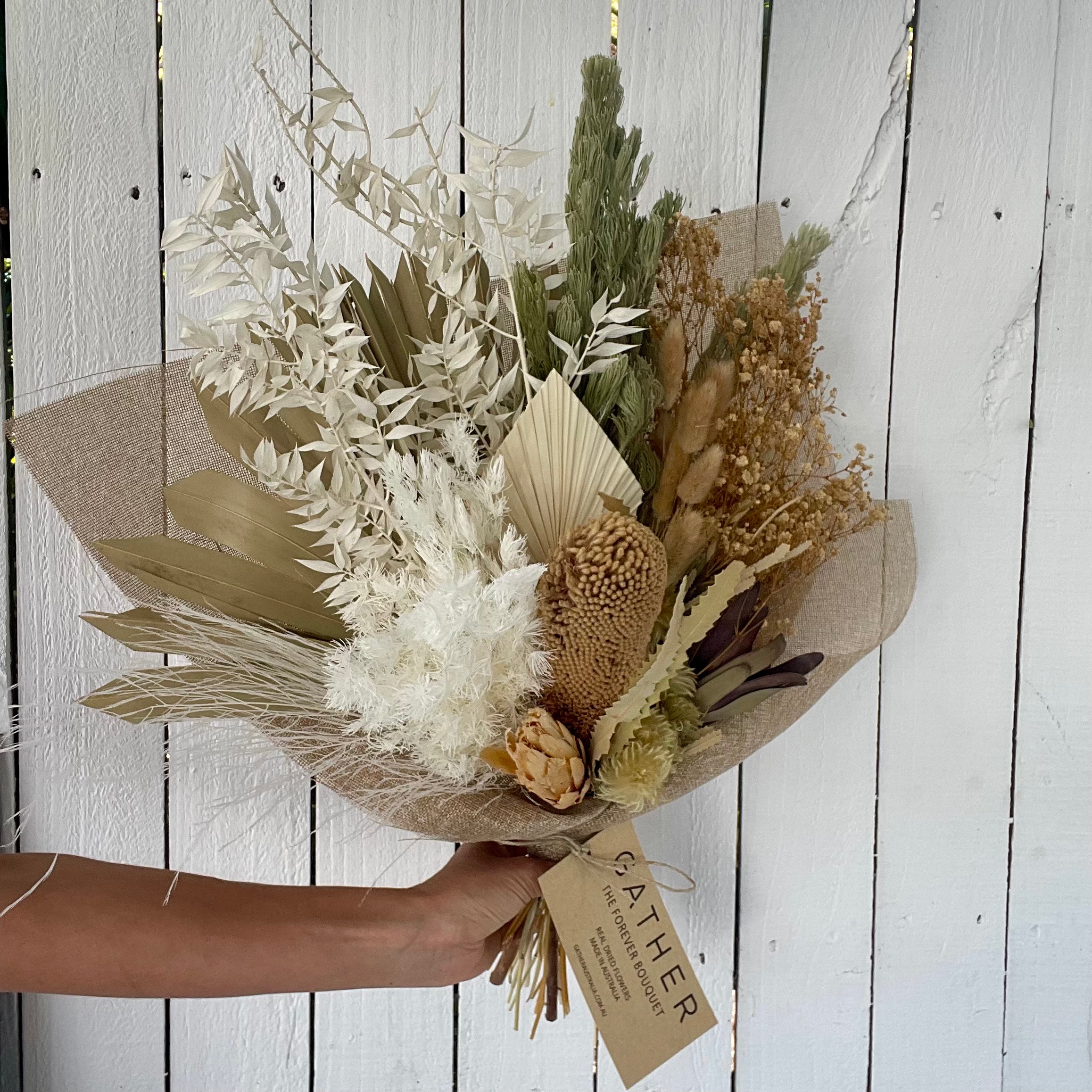 White Boho Dried Flowers Bouquet – Artofflowers